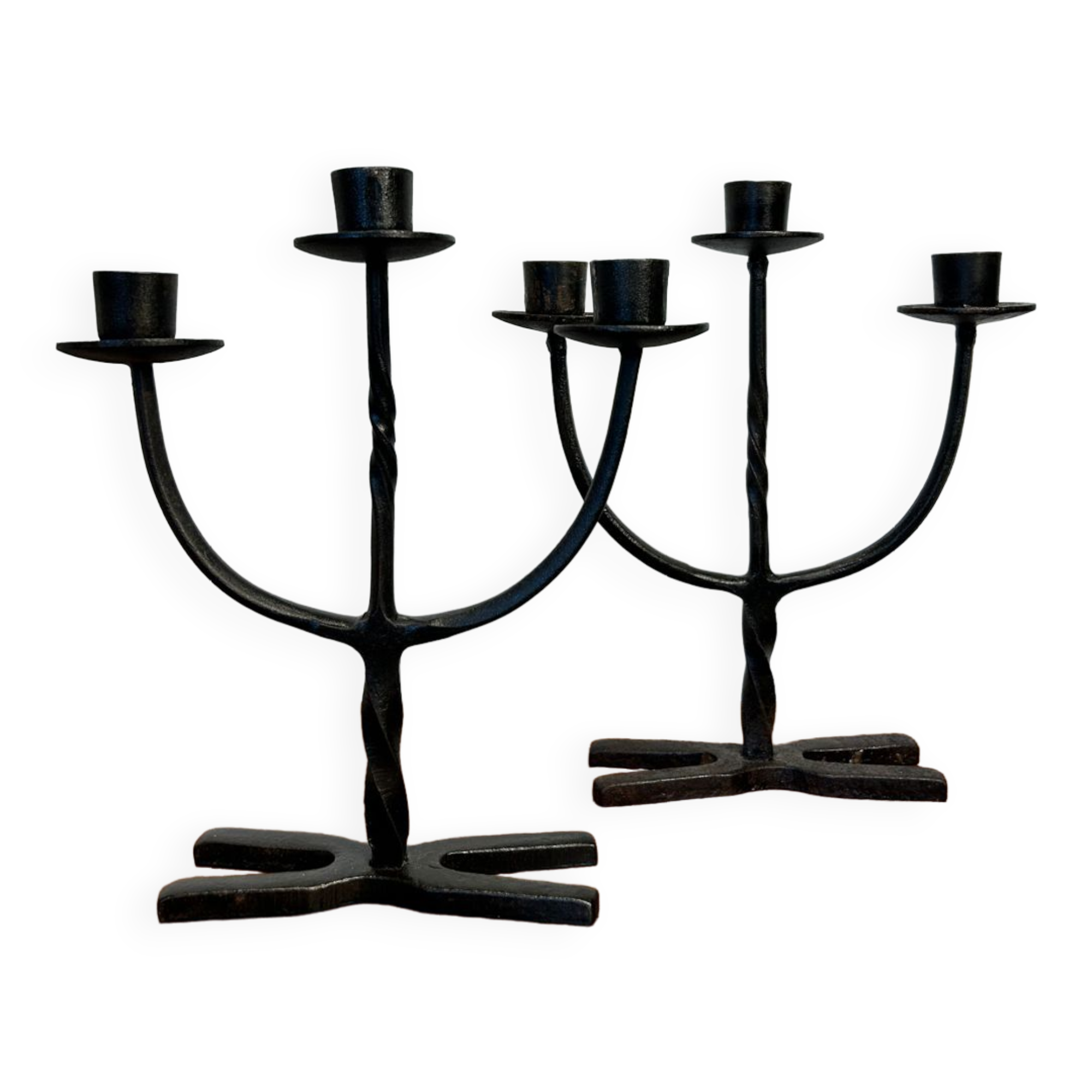 Brutalist wrought iron candlesticks from the 60s