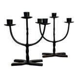 Brutalist wrought iron candlesticks from the 60s
