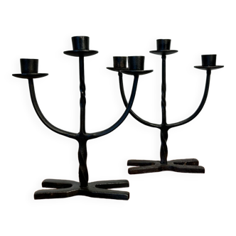 Brutalist wrought iron candlesticks from the 60s