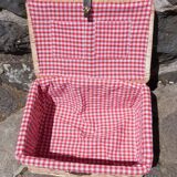 Wicker basket with gingham fabric