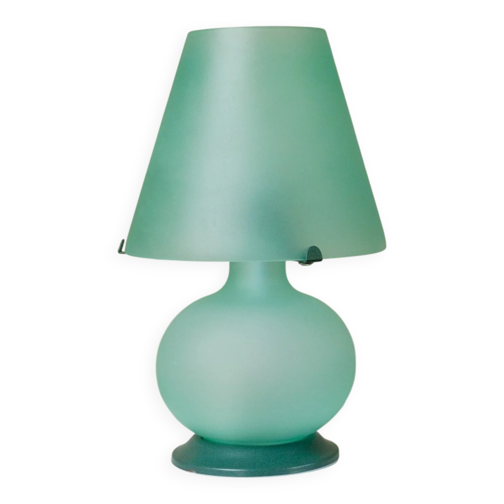 Mint Murano Glass Mushroom Table Lamp from Italy, 1980s Mid-Century with Metal Base