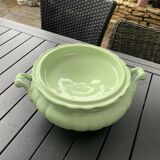 Soupière en faïence de Salins vert mint