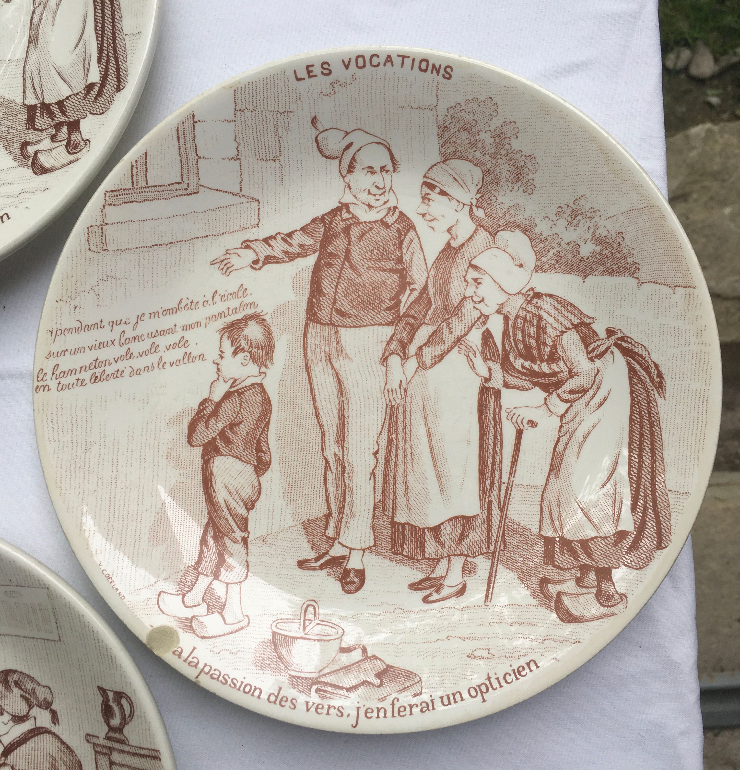 Sarreguemines speaking plates model "The Vocations"