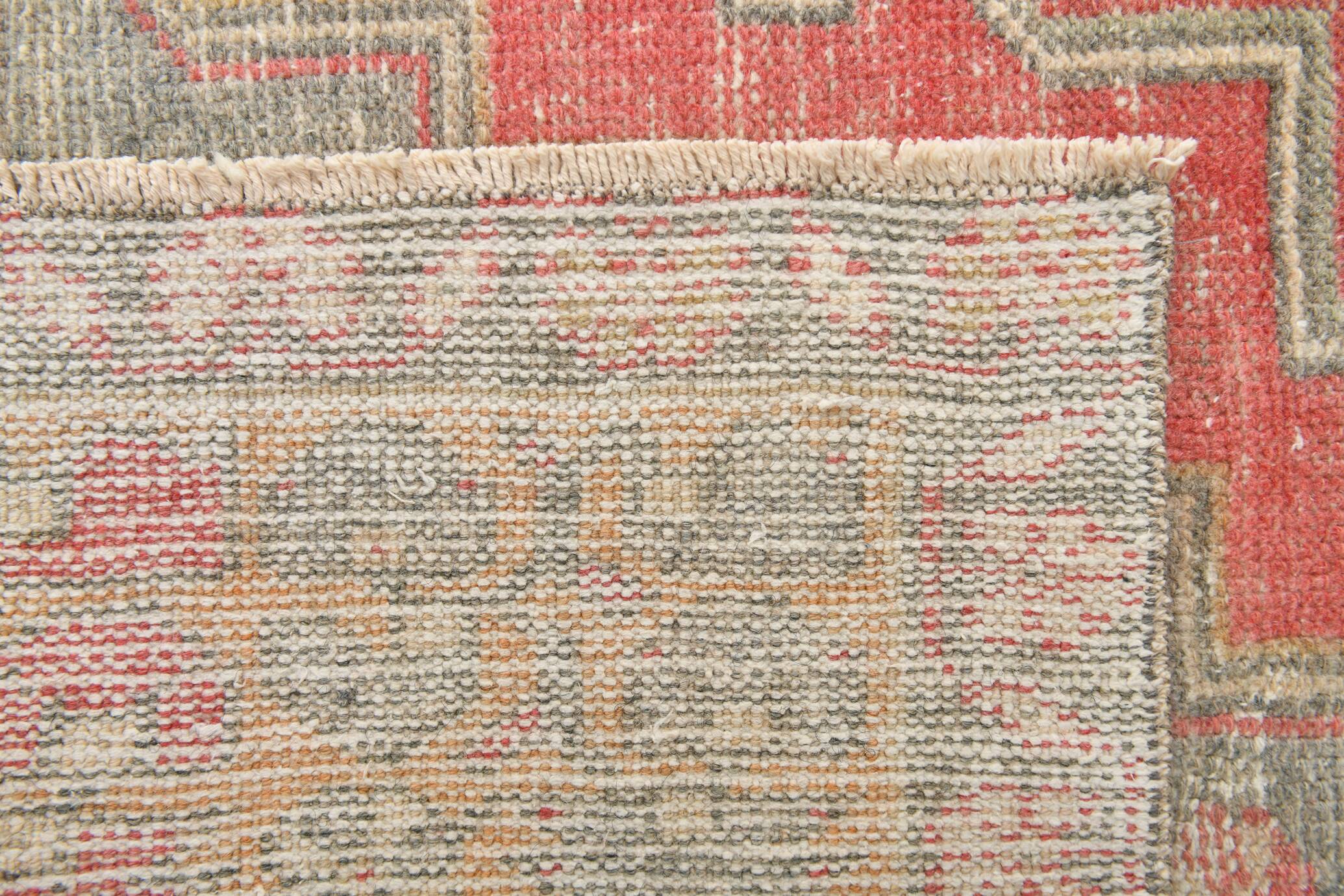 Turkish Light Yellow & Red Vintage Rug, 135x253Cm