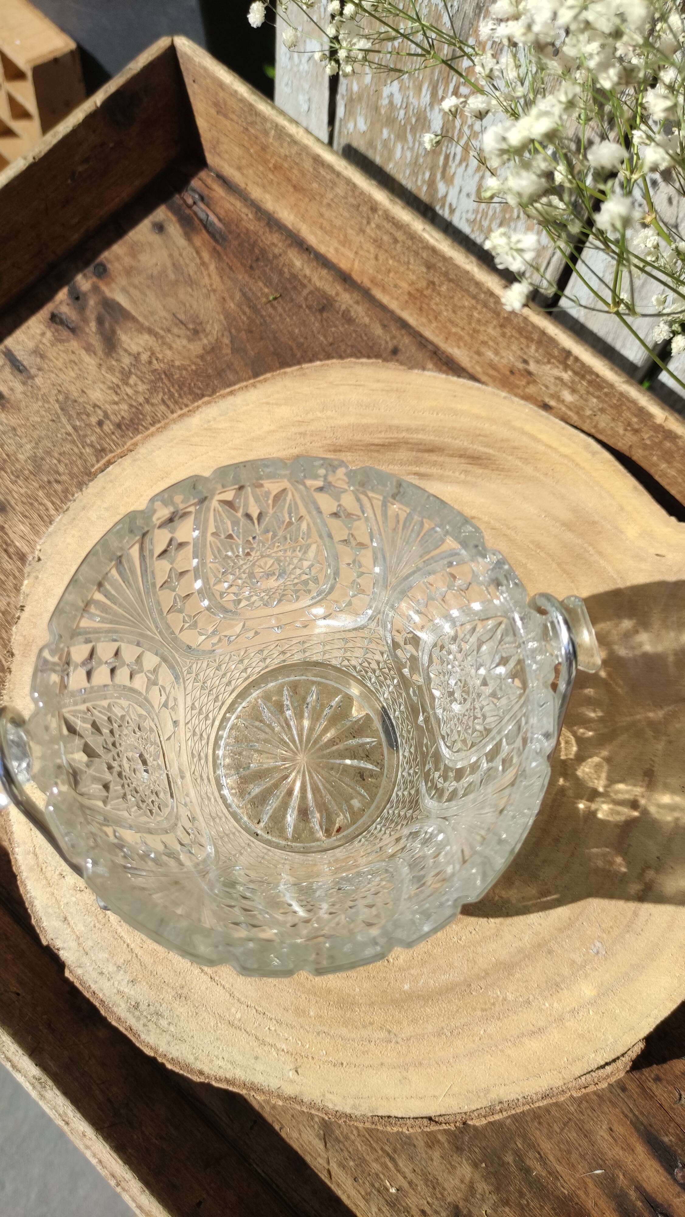 Vintage glass ice buckets or ice cubes made of thick glass