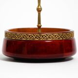 Beautiful 1960s nut bowl by Aldo Tura made of red goatskin and brass