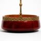Beautiful 1960s nut bowl by Aldo Tura made of red goatskin and brass