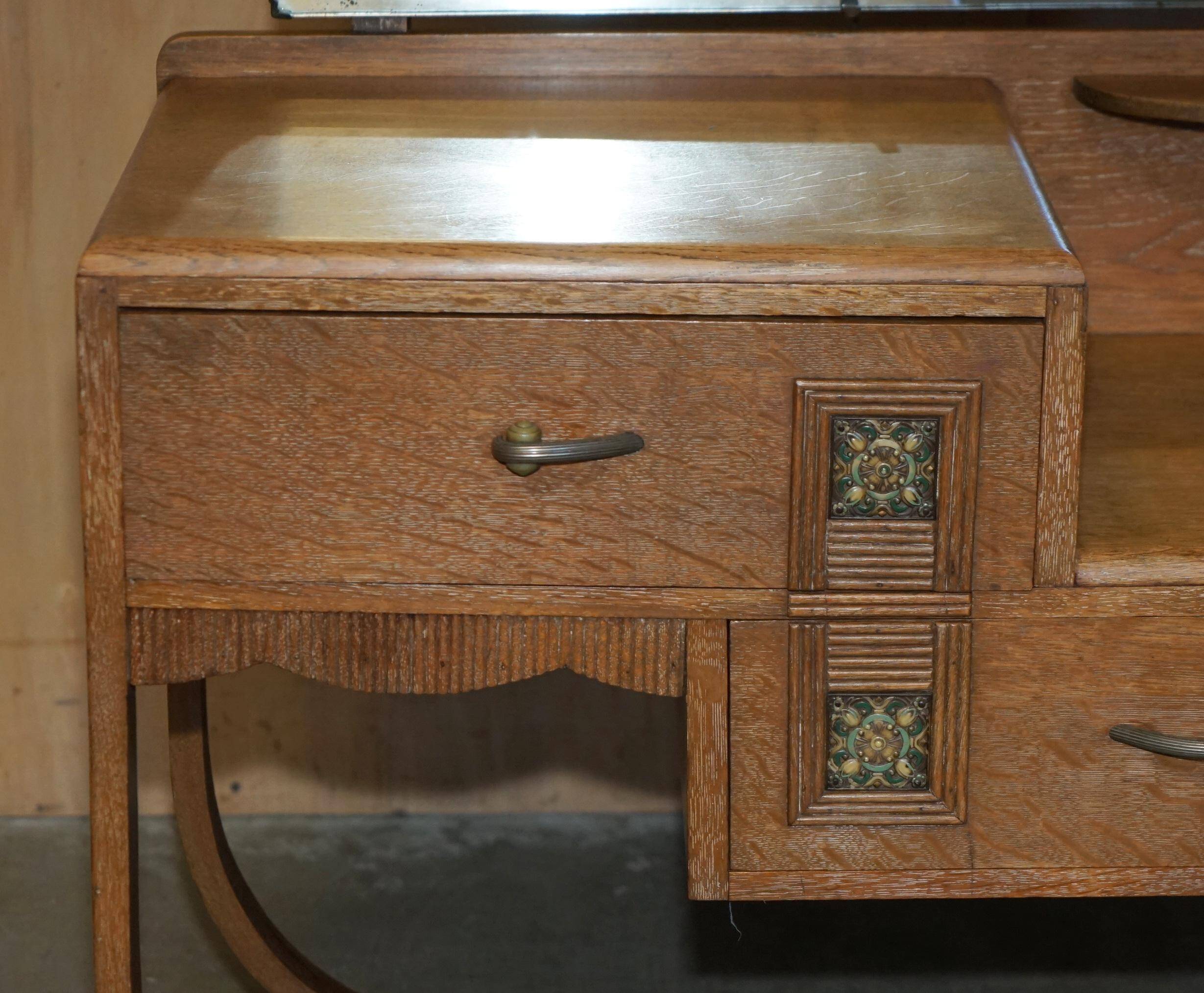 Art Deco whitewashed oak dressing table with Heal's stool.