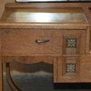 Art Deco whitewashed oak dressing table with Heal's stool.