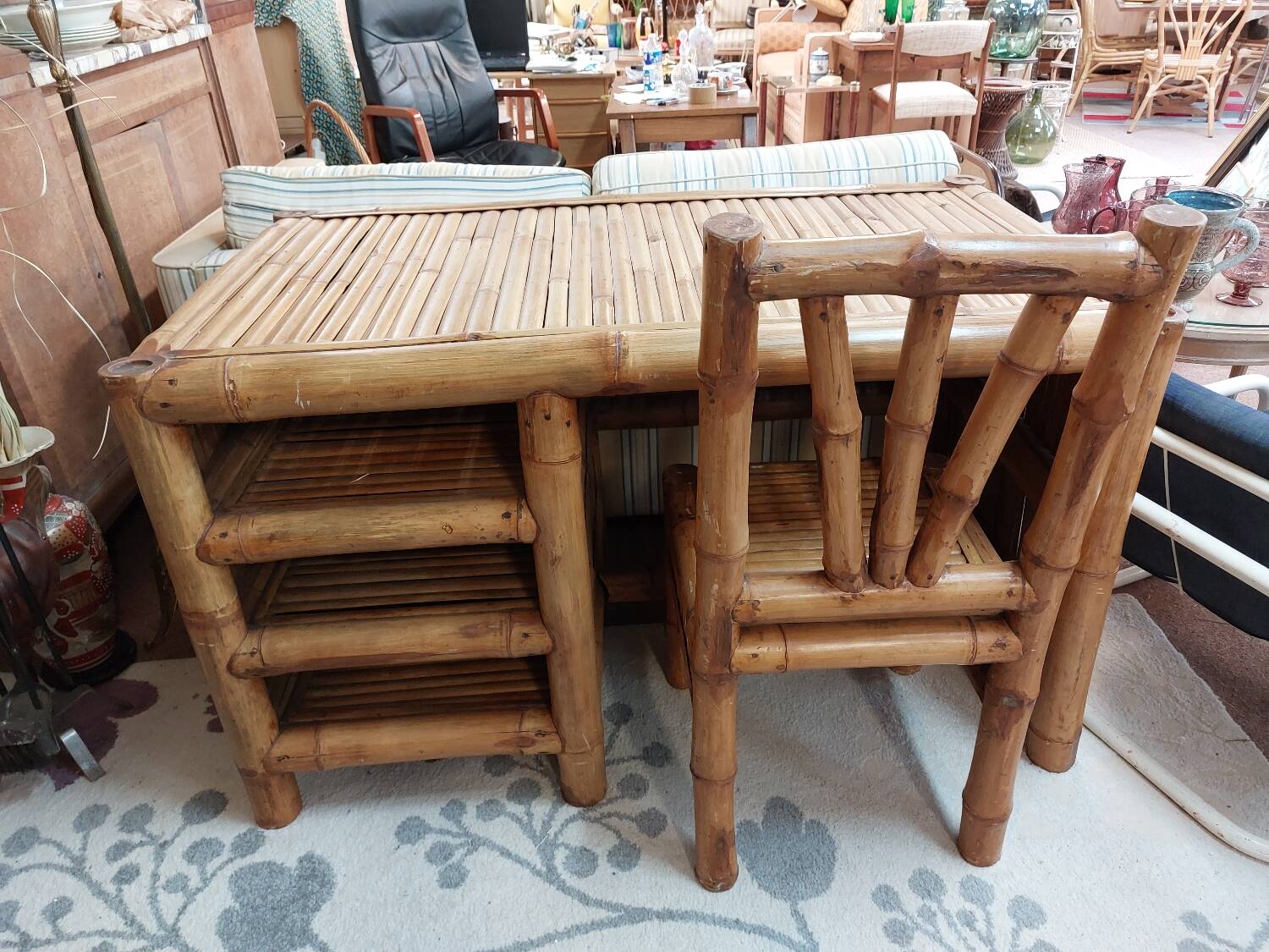 Bamboo desk with chair