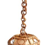 1960s Hand-Crafted Mid-Century Bamboo and Rattan Pendant Lamp, France