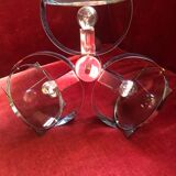 Vintage chandelier 70s, chrome and smoked glass