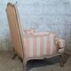 Louis XV bergère style, cerused, reupholstered in coral striped linen – Very good condition.