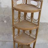 Vintage rattan corner shelf