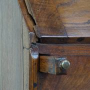 Antique English oak secretaire late 18th/early 19th century with stepped interior and working locks