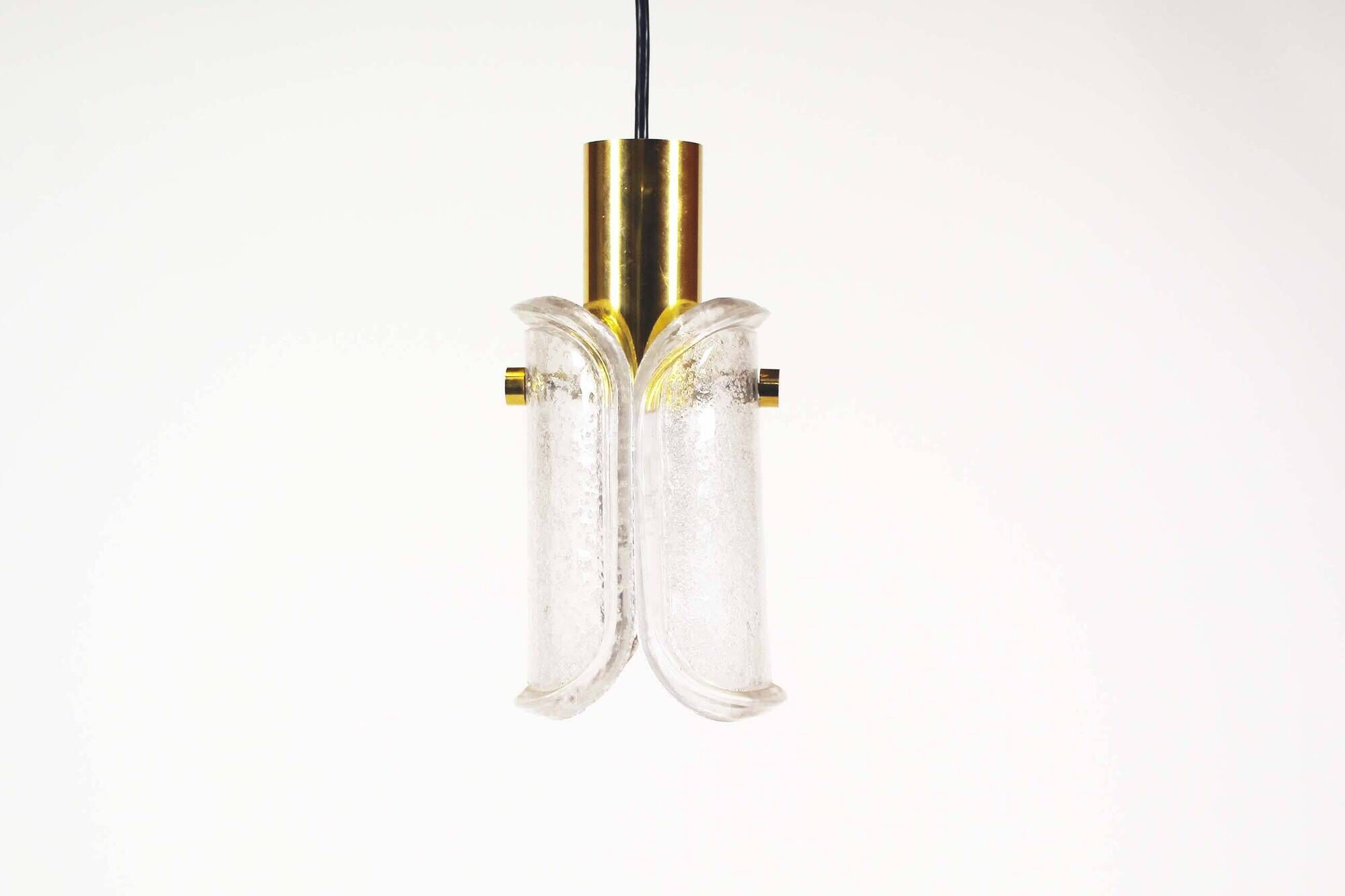 Petite brass and bubble glass pendant chandelier by Glashutte Limburg