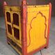 Ancient temple in Burmese teak with 2 doors openwork forged iron and its yellow and Red original patina