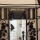 Art deco wrought iron coat rack and Degue lamp