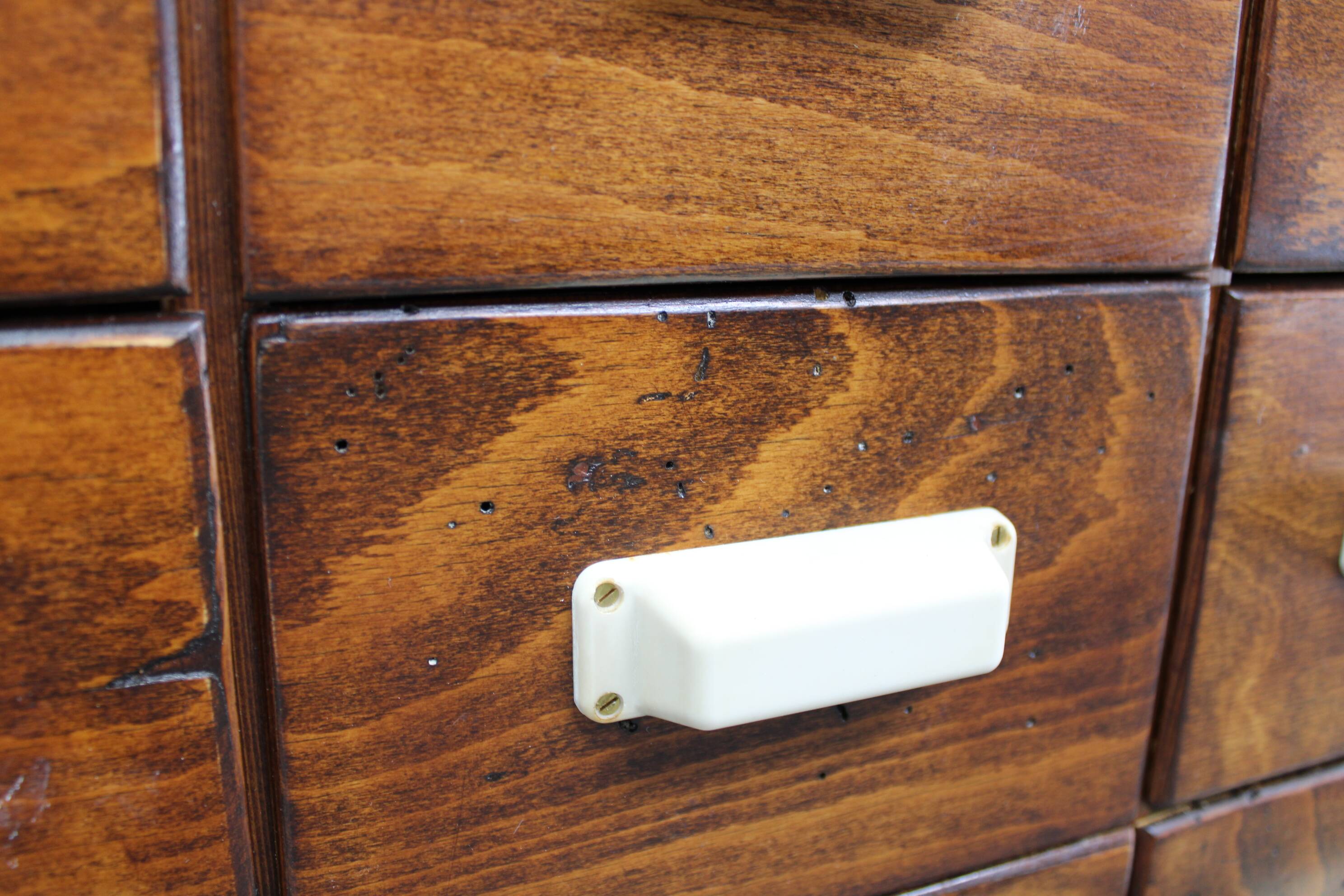 1940s Czechoslovak industrial bank drawer cabinet