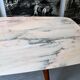 Italian dining table with sculptural beech base and pink marble, 1950s