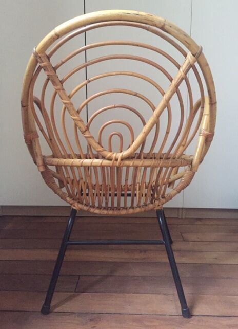 Rattan and vintage metal armchair