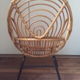 Rattan and vintage metal armchair