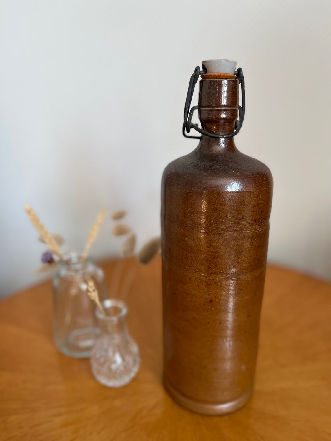 Vintage brown stoneware bottle