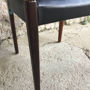 Pair of Scandinavian chairs Ameublement NF black imitation leather and teak - 1960