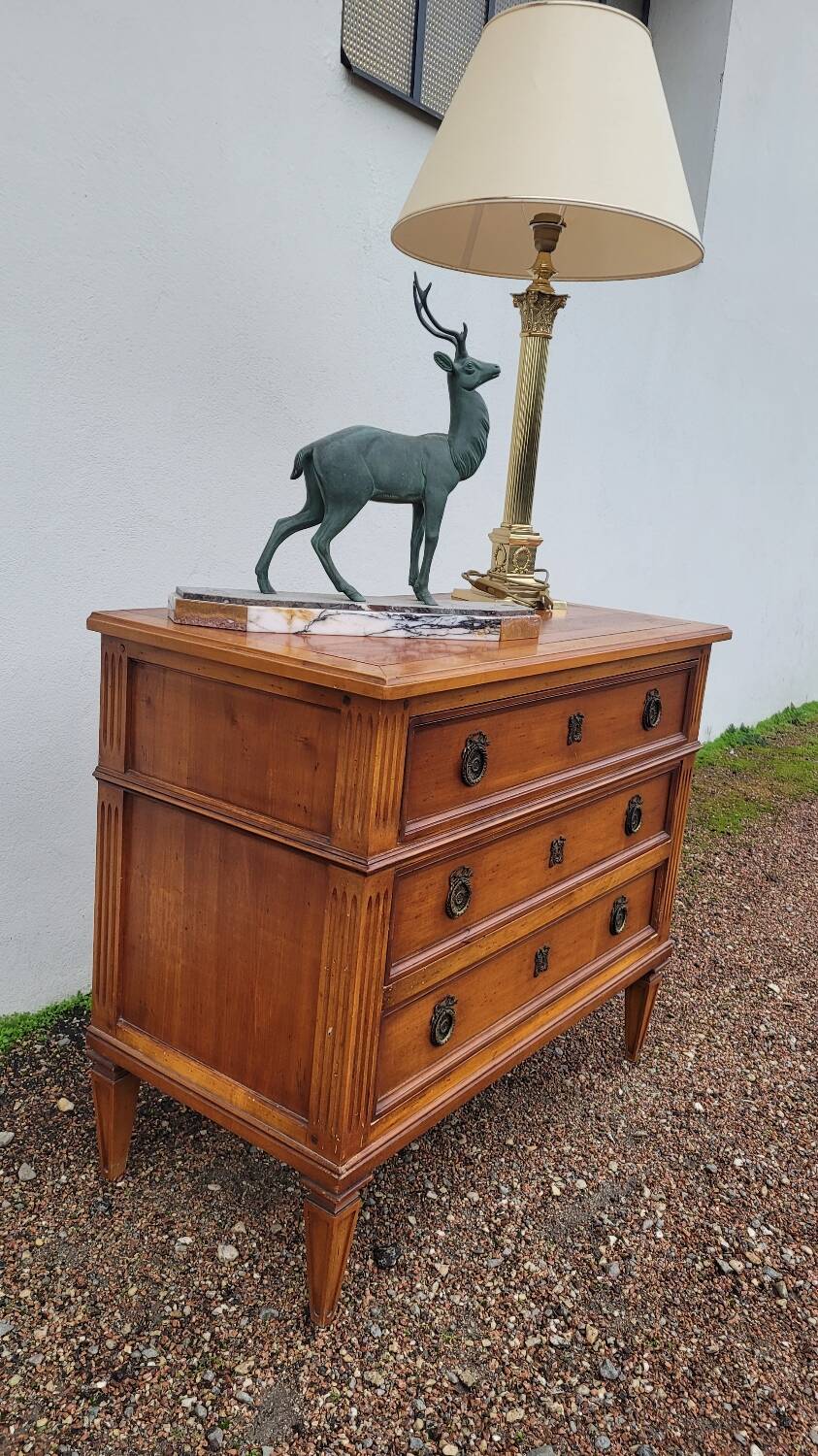 Louis xvi style chest of drawers in cherry wood 3 drawers