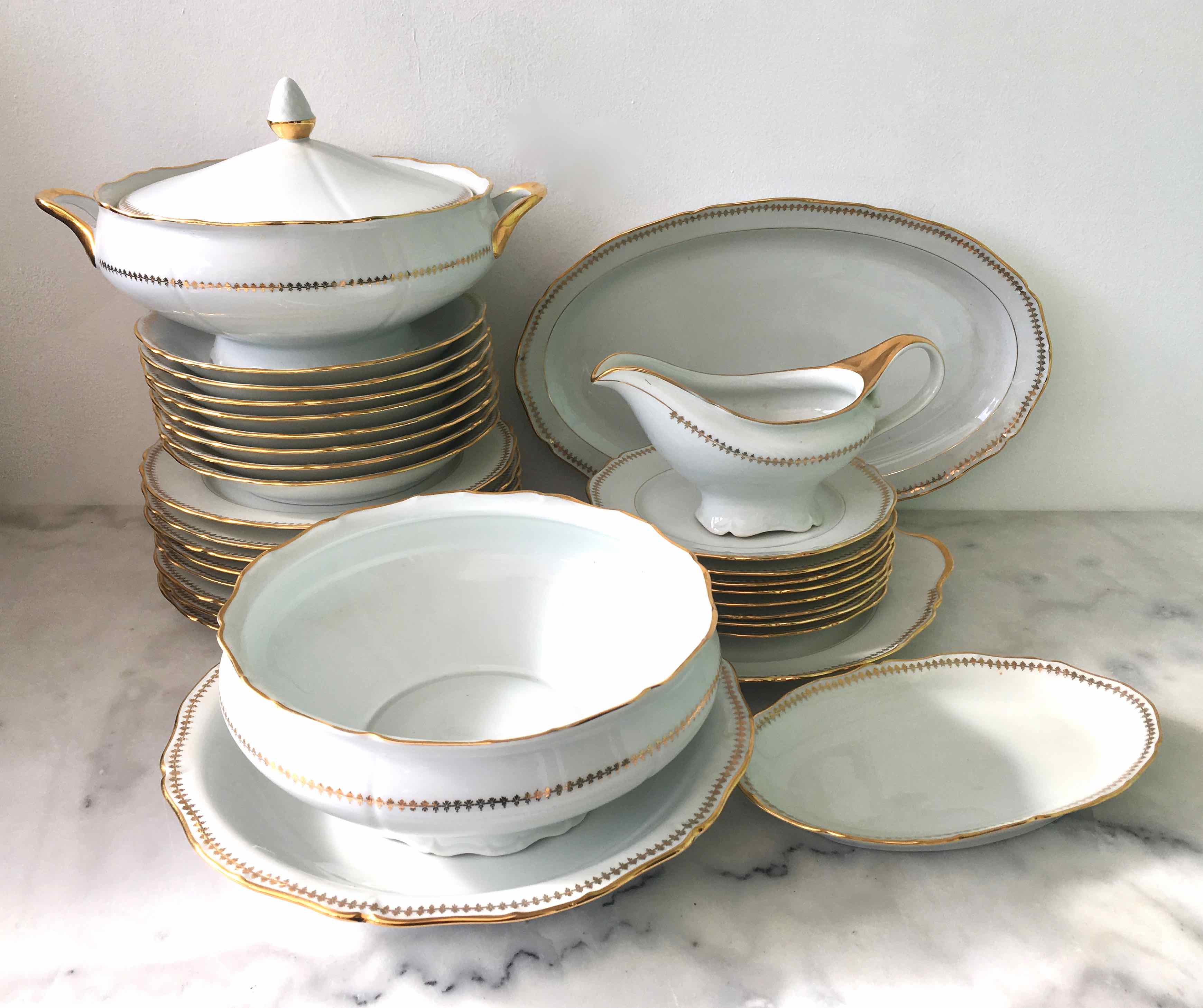 Plate service for 8 in Sologne porcelain