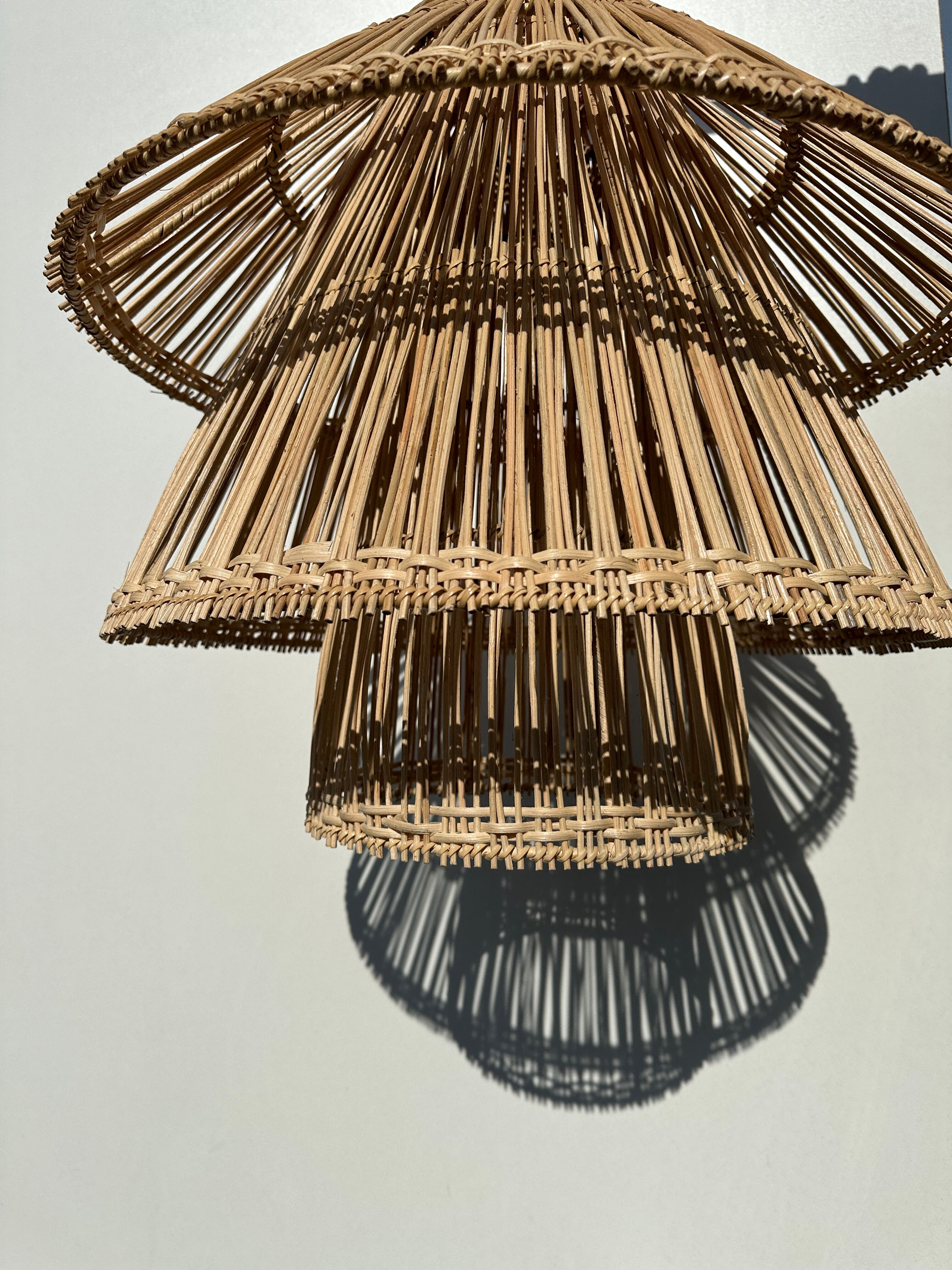 Rattan pendant lamp or light in the shape of an Asian lantern