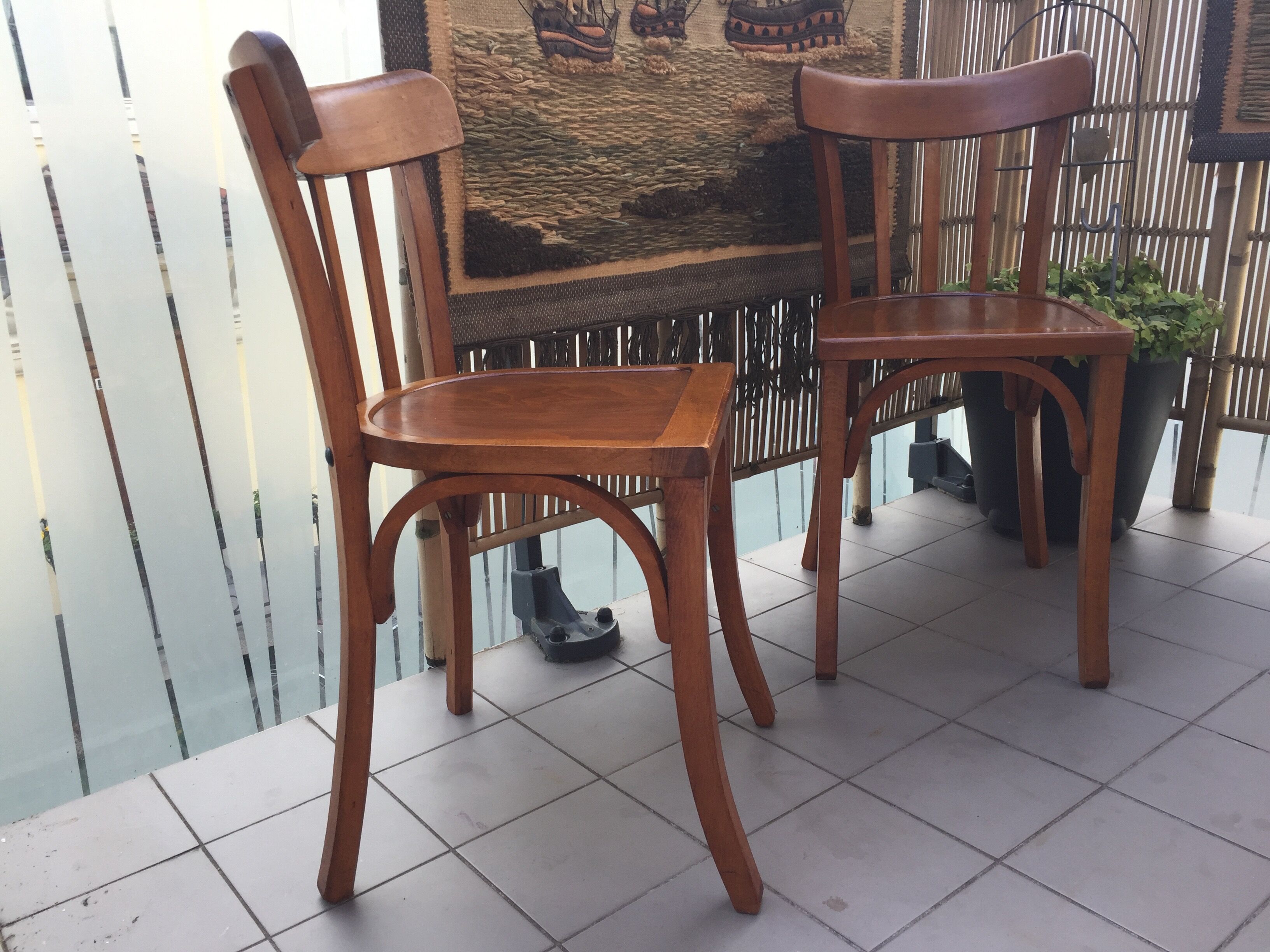Lot de 4 chaises de bistrot Baumann vintage 1940