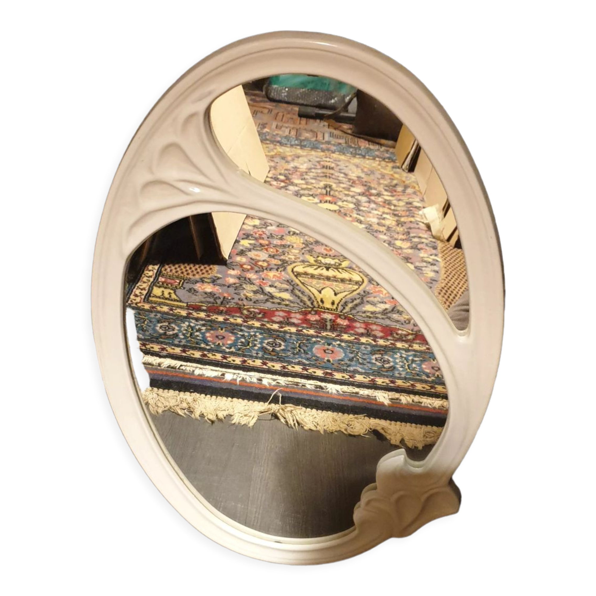 Oval cast iron mirror