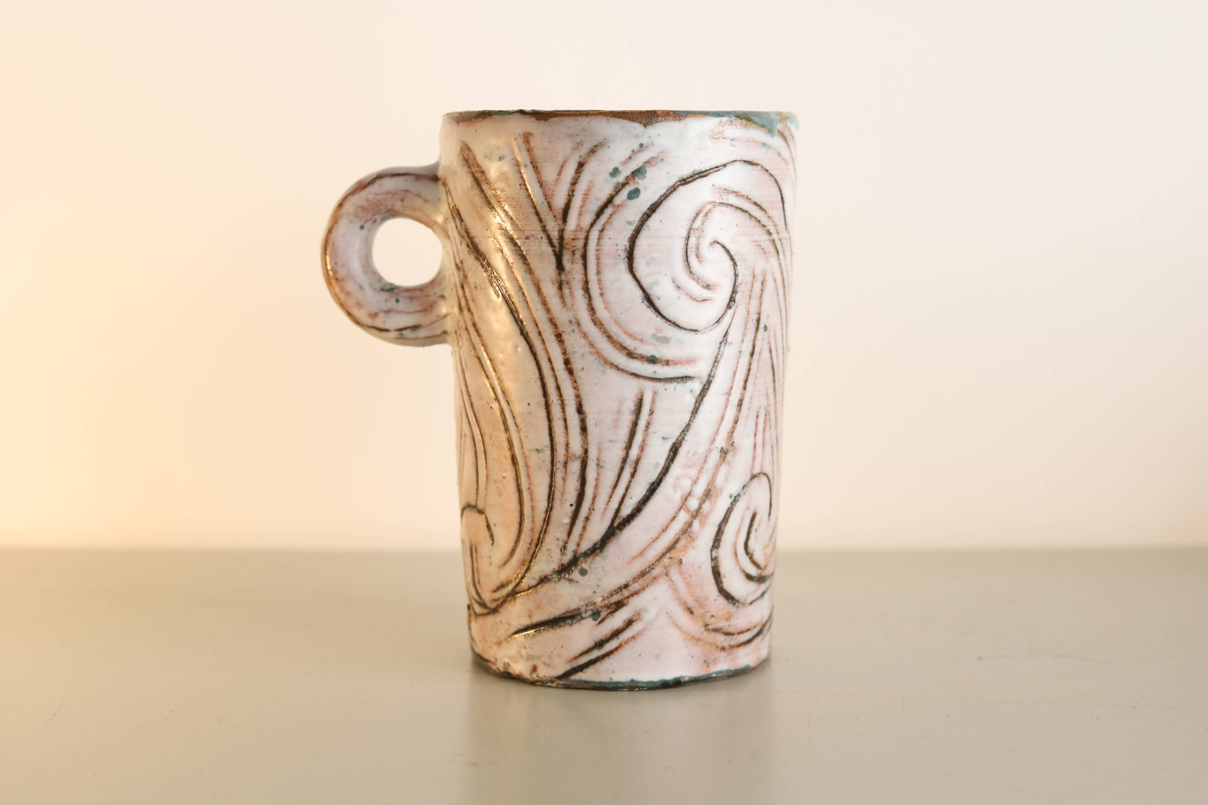 Ceramic cup shape by cécile dein circa 1960
