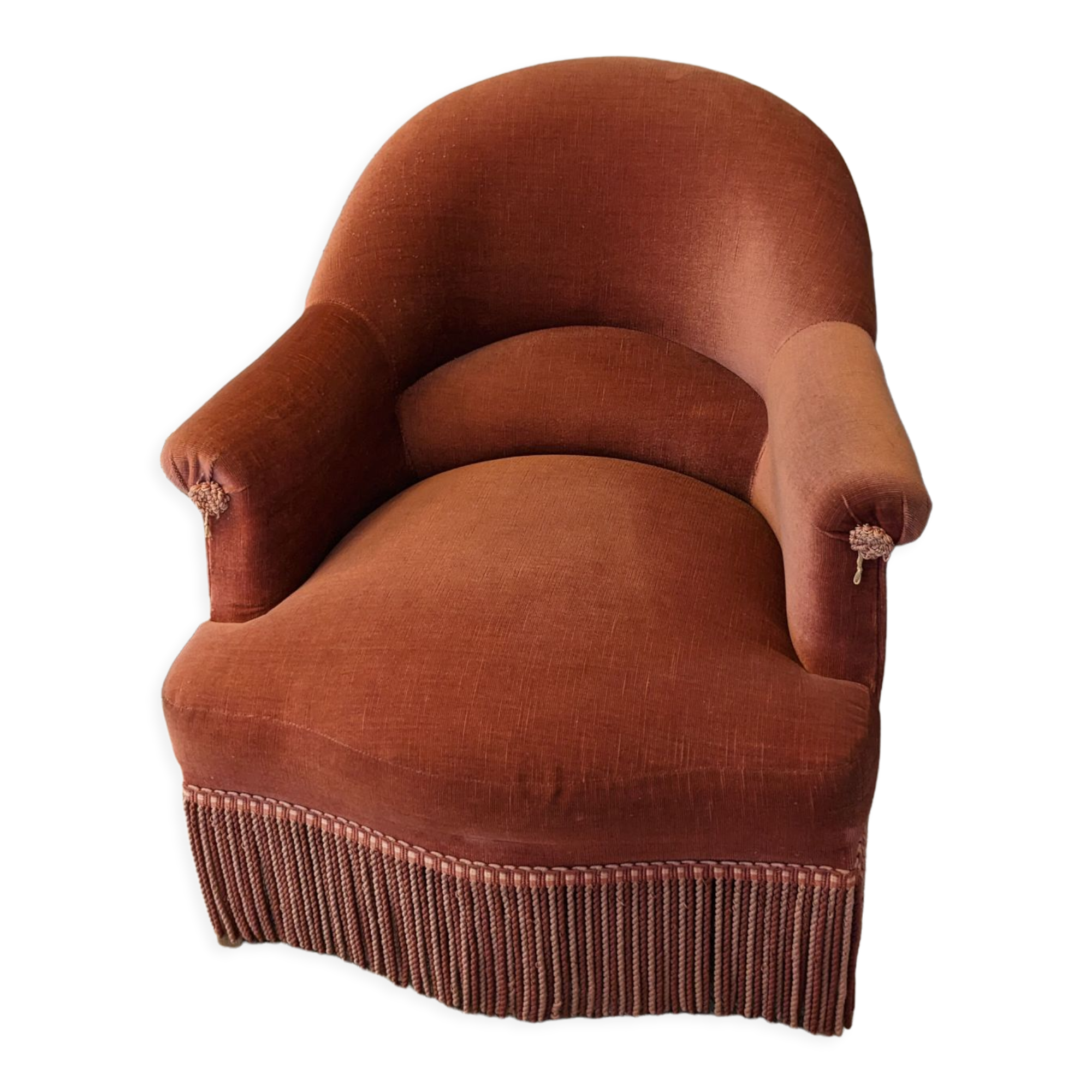 Fauteuil crapaud velours rose