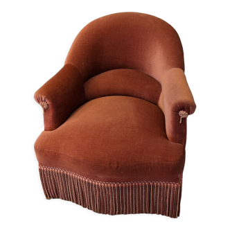 Fauteuil crapaud velours rose