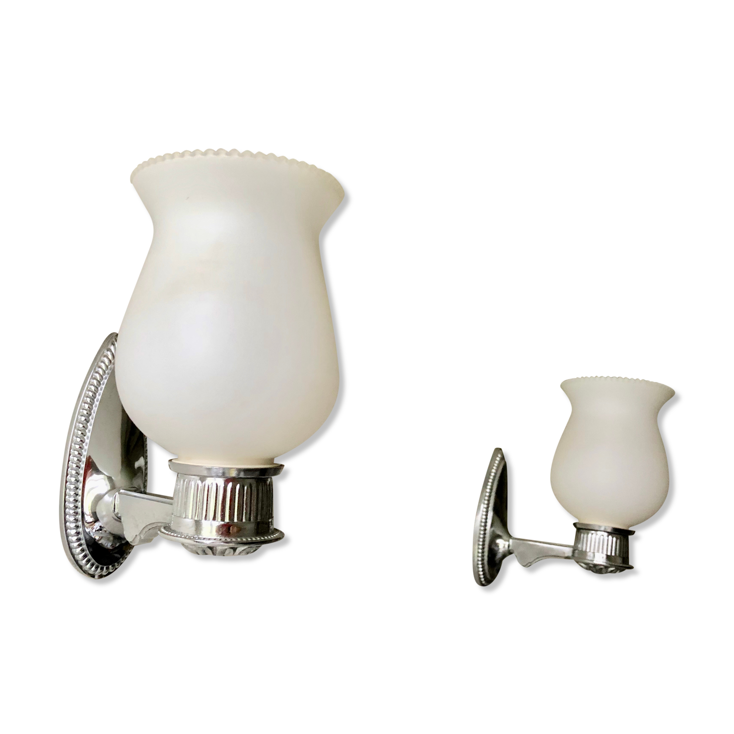Pair of retro chrome wall lamps