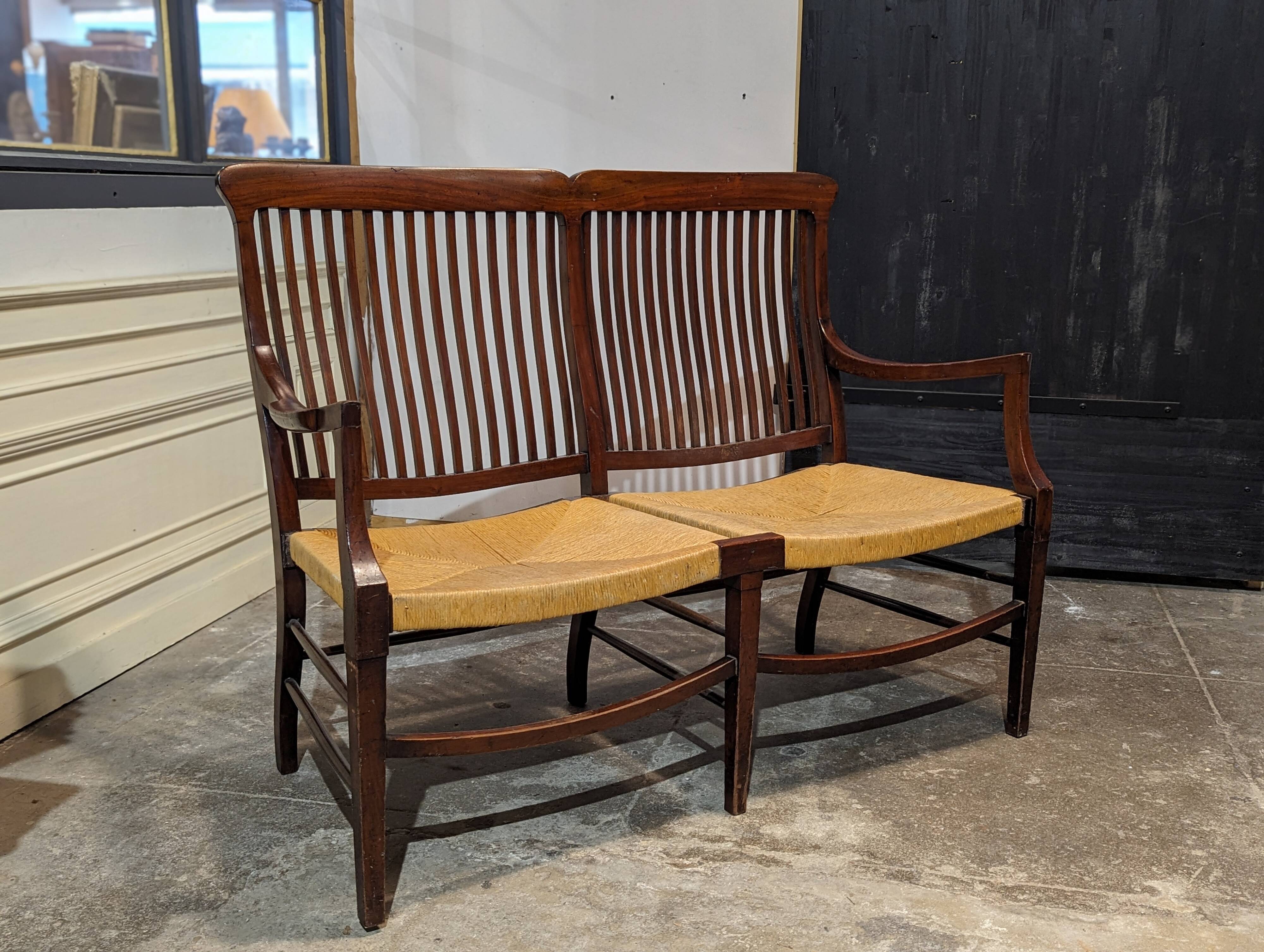 English mahogany straw bench