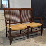 English mahogany straw bench