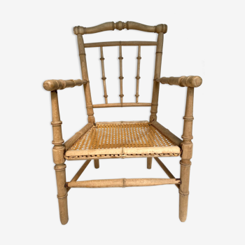 Antique wooden chair and cannage