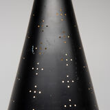 Hanging wall lamp with black perforated cap, 1960's