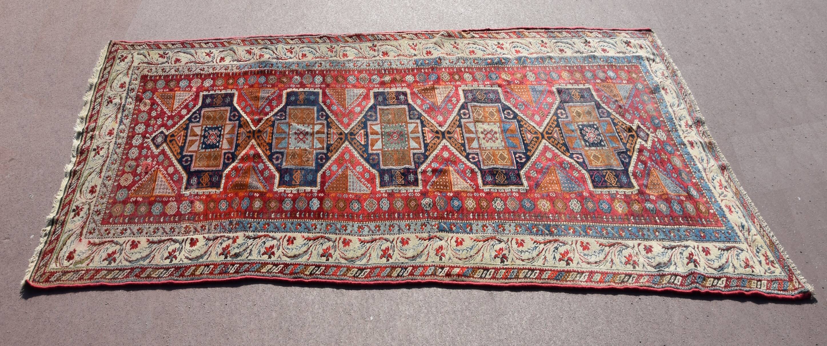 Very Old Turkish Rug, Kurdish Tribe: 1.58 X 3.35 Meters