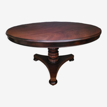 Table ronde de salle à manger guéridon style Louis Philippe en bois massif