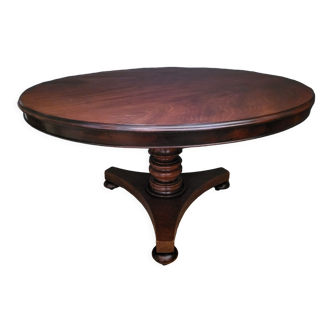 Table ronde de salle à manger guéridon style Louis Philippe en bois massif