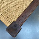 Brutalist armchair in wood and rope