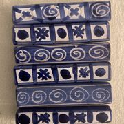 6 porte couteaux en céramique bleue Robert Picault 1960 Vallauris