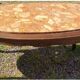 Antique pink marble and solid wood coffee table