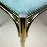 French vintage dining set in imitation bamboo brass with 4 chairs and table, 1970s, set of 5.