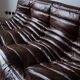 Set of 3 brown leather sofas "Togo" model designed by Michel Ducaroy 1973