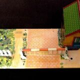 Level crossing with barrier guard house Made in France Meccano